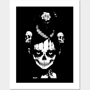 Gothic Skull Girl Posters and Art